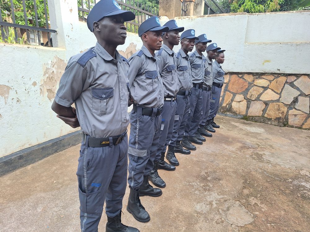 Newly trained Intersec Security Group officers standing in formation